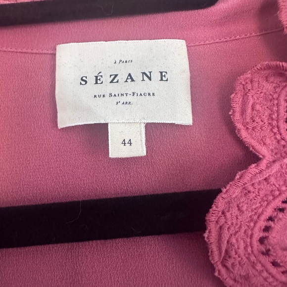 SEZANE Chlo Shirt Women's Size 44 US 12 Rosewood Pink Silk - Picture 5 of 8